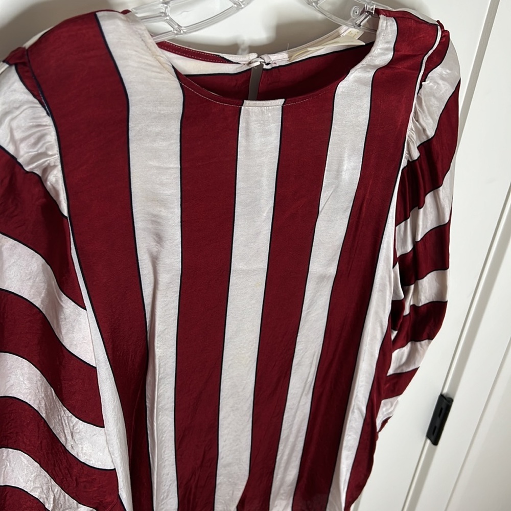 🛍️Red White Stripe Anthropologie Maeve 3/4 sleeve blouse sz 12 - Picture 4 of 7
